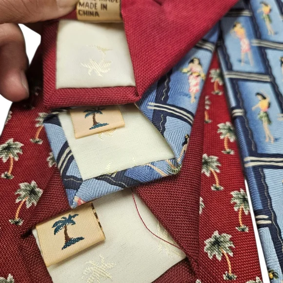 Tommy Bahama Red and Blue Patterned Silk Ties